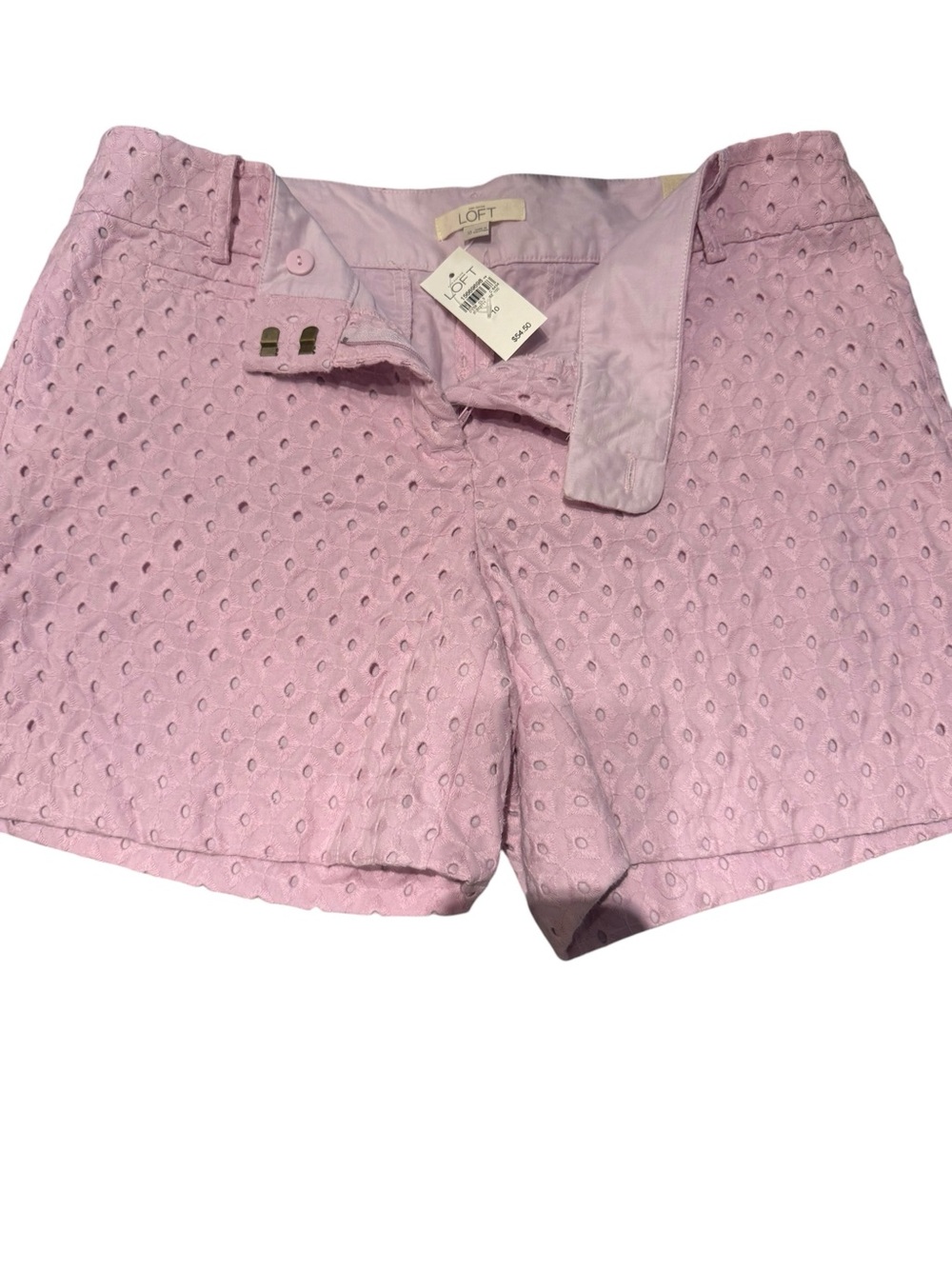 LOFT Lavender Eyelet High-Rise Shorts